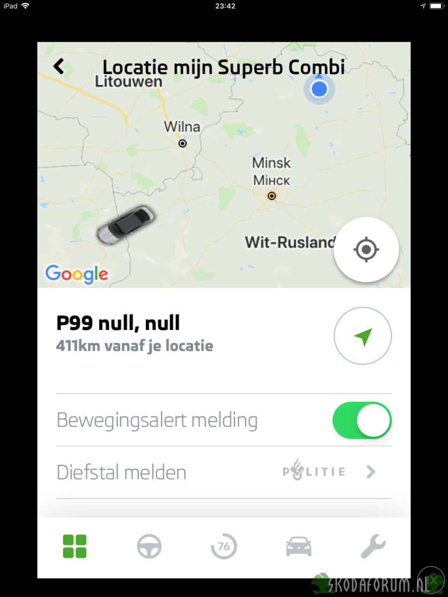 Skoda app gaat nie verder dan polen.